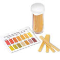 <p>Paper that is dipped into a solution to determine the pH by a color that aligns with a chart.</p>