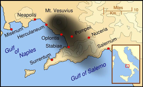 <ul><li><p>Volcano which destroyed Pompeii</p></li><li><p>Near the Bay of Naples</p></li></ul>