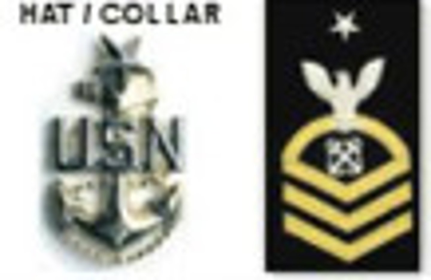 <p>1 Silver Star, Silver USN on a gold fouled anchor</p><p>1 Silver Star</p><p>Perched Eagle</p><p>1 Rocker</p><p>Specialty Mark</p><p>3 Chevrons</p>