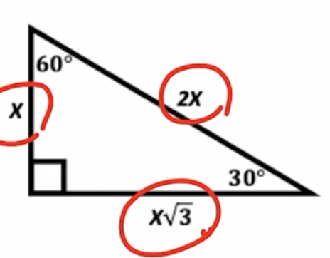 <p>x, x√3, 2x</p>