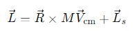 <ul><li><p>M = the total mass of the body</p></li></ul><ul><li><p><strong>V⃗</strong><sub>cm​</sub> is the velocity of the centre of mass.</p></li></ul><p></p>