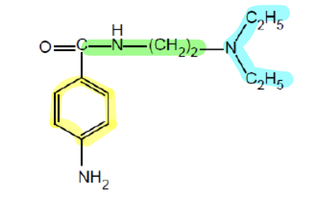 <p>What does the functional group highlighted in blue do?</p>