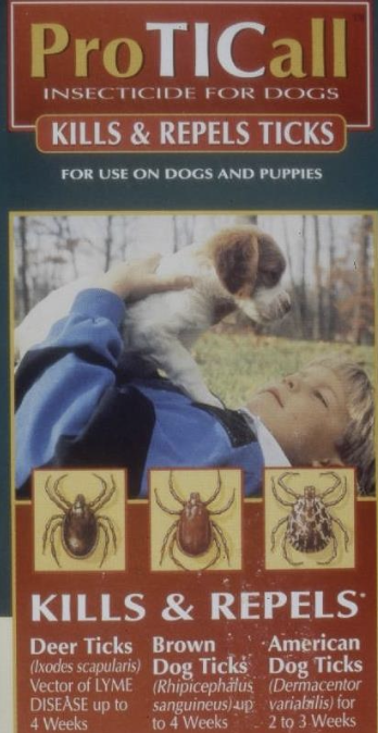 <p>Natural (pyrethrins-pyretrhum) or synthetic (pyrethroids) insecticides or flea-tick repellants</p>