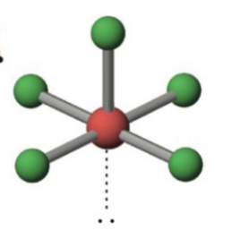 <p>6 electron domains, 1 lone pair</p><p></p>
