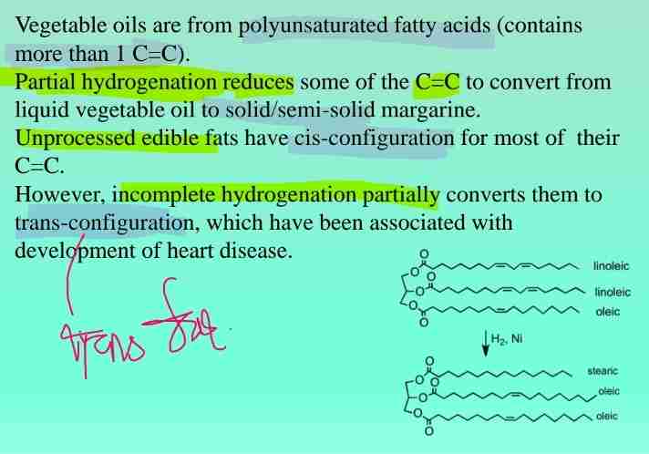 <p><span>Partially hydrogenated vegetable oils containing trans isomers, linked to heart disease.</span></p>