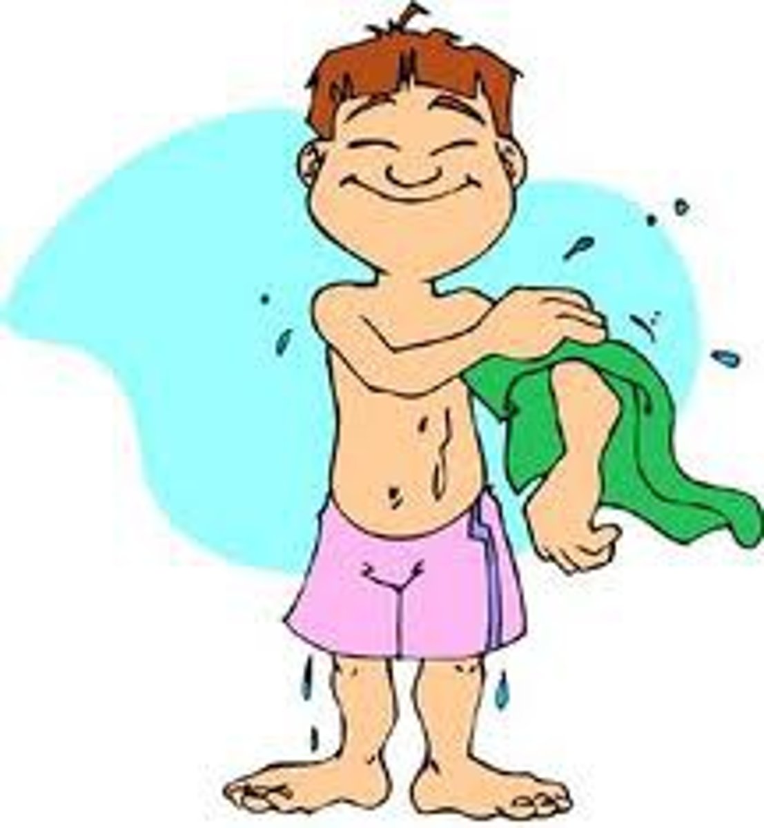 <p>He is going to dry himself.</p>