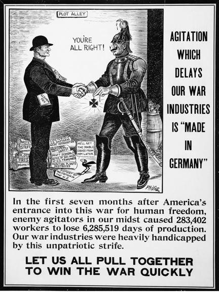 <p>After the war, propaganda such as that employed by the image was used to help justify which of the following policies?</p>