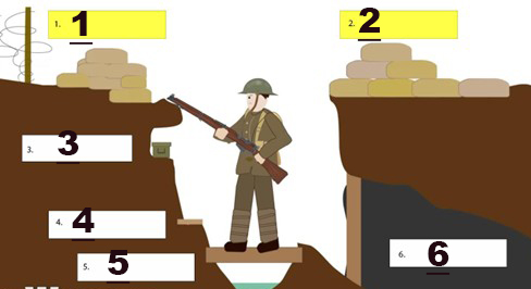 <p>what part of the trench is shown at 1</p>