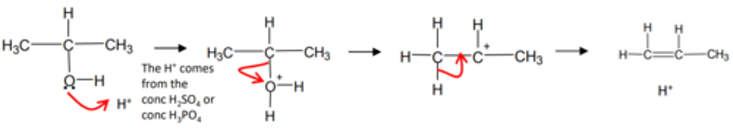 <p>[Acid-catalysed elimination]</p><p>Conc. H₂SO₄ or H₃PO₄, reflux</p>