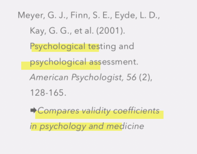 <p>magnitude of validity coefficients: effects sizes for medical vs psychological tests (3)</p>