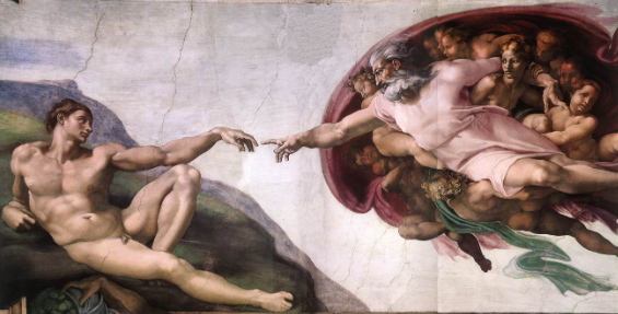 <p>depicts God Creating Human Life</p>