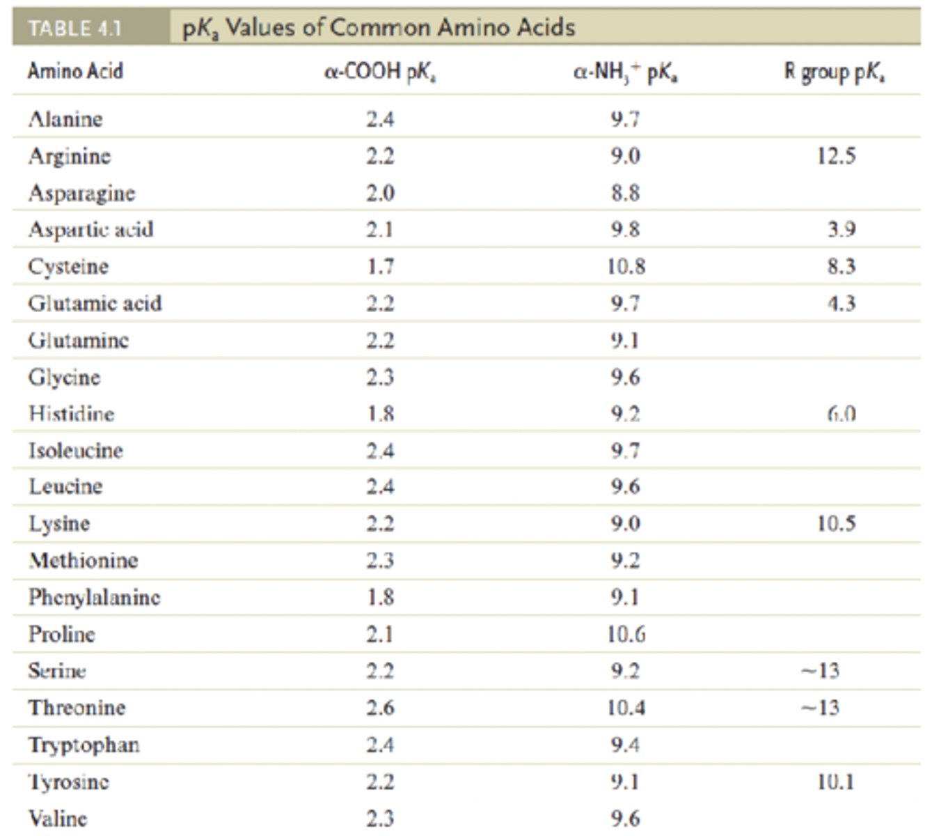 <p>pKa values of the ionizable groups (α-COOH, α-NH3+ and R group)</p>