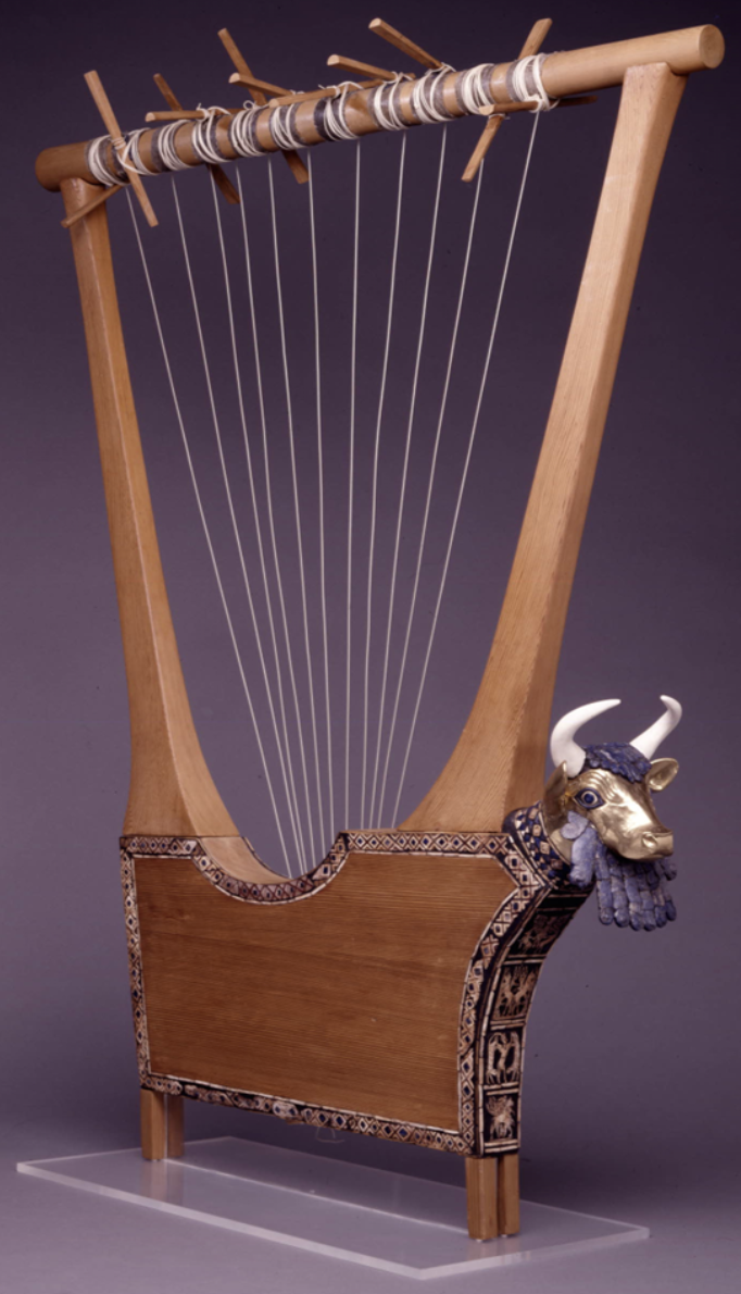 <p><span>What is the significance of the bull imagery on the lyre found in the Uruk cemetery?</span></p><ul><li><p>It represents the moon goddess associated with harvest</p></li><li><p>It symbolizes Shamash, the sun god, as a metaphor for death and rebirth.</p></li><li><p>It is purely decorative with no greater significance</p></li><li><p>It depicts a scene of daily life in Sumeria</p></li></ul><p></p>