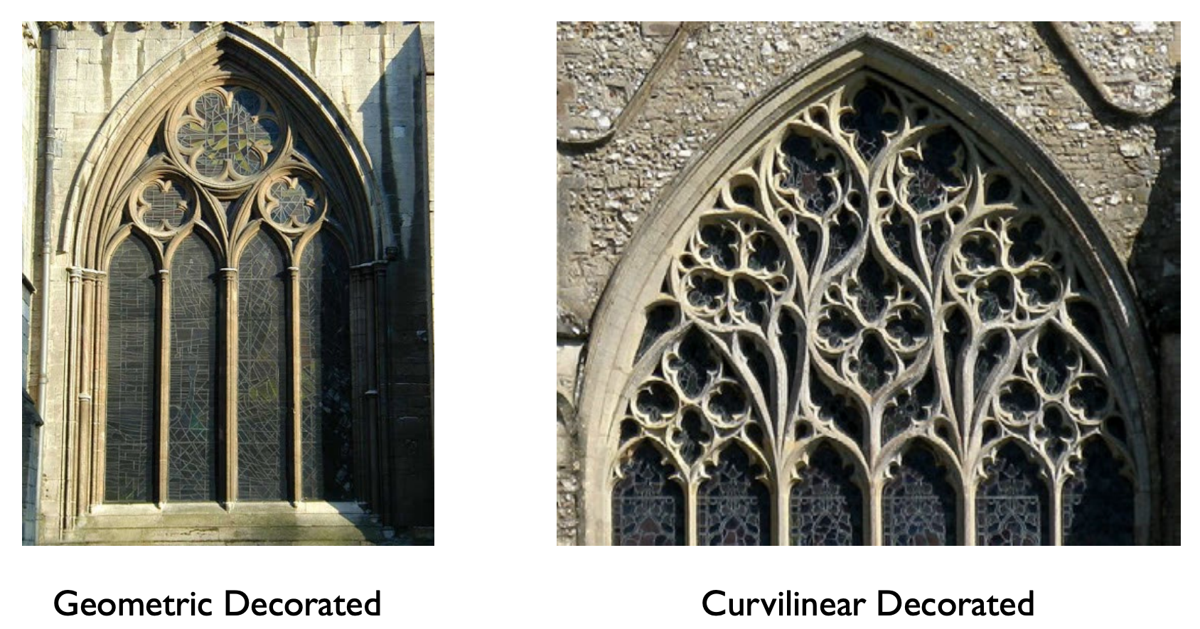 <p>Geometric decorated and curvilinear decorated</p>