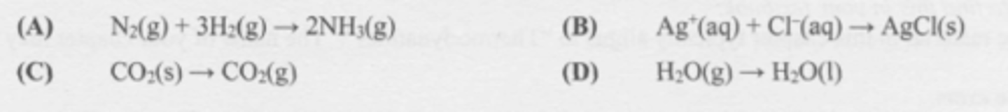 <p>Which change is likely to be accompanied by an increase in entropy?</p>