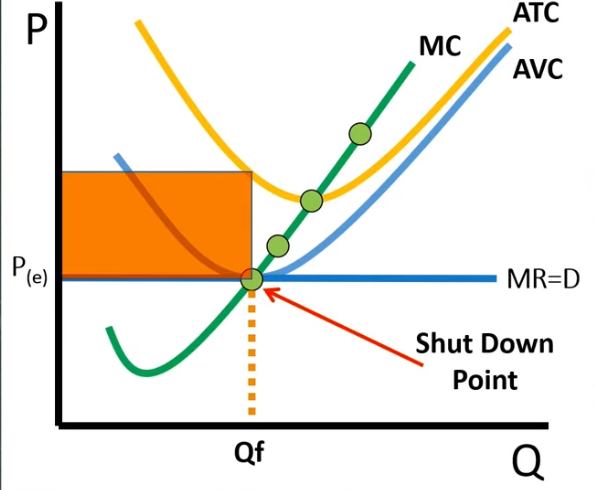 <p>Shut down point is met</p><p>→ shutting down is cheaper than not</p>