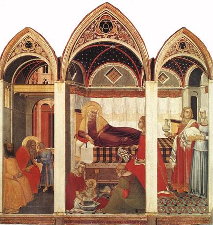 <p>Birth of The Virgin, Pieto Lorenzetti, 1342, Italy</p>