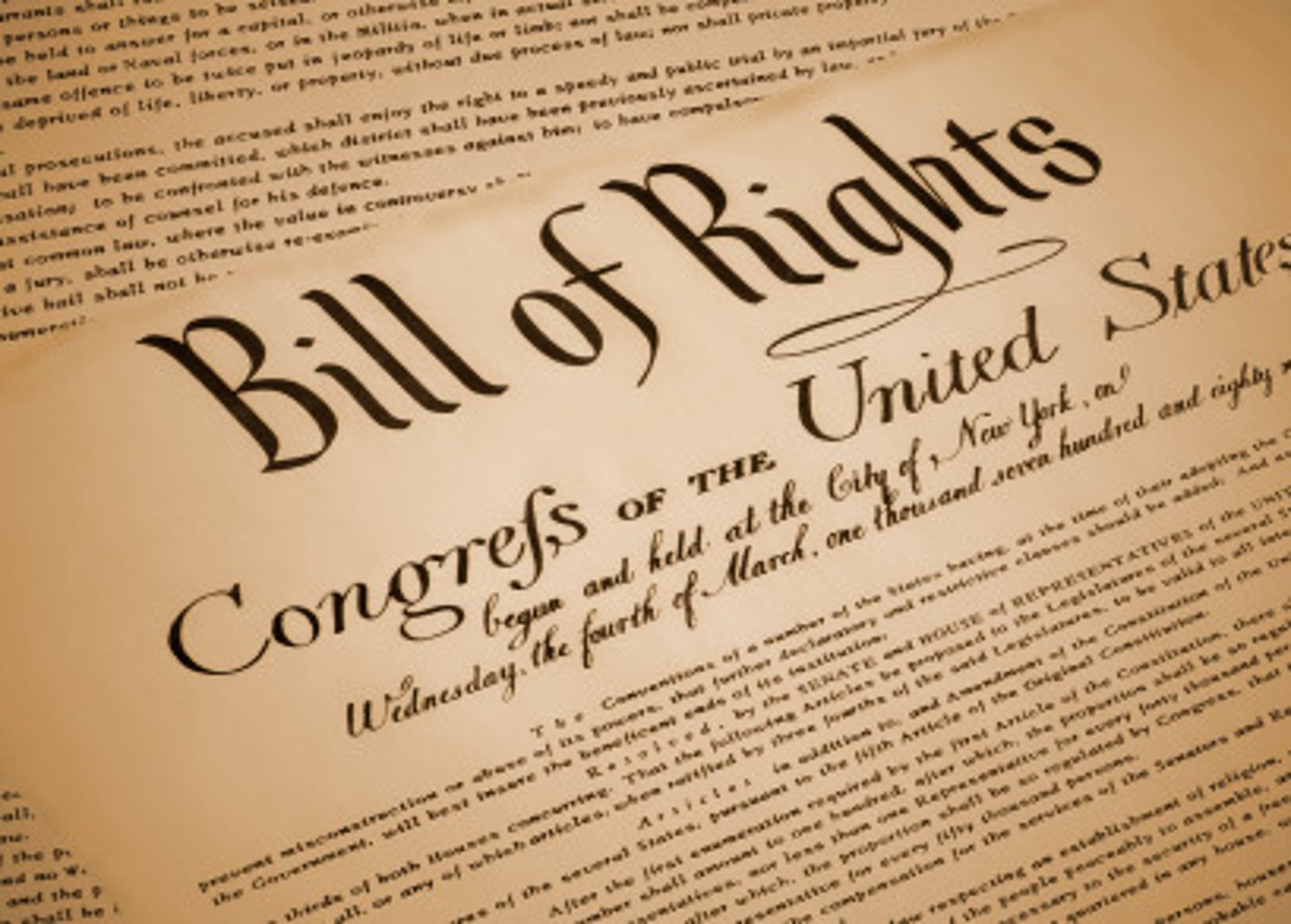 <p>The Bill of Rights lists our most cherished freedoms... the freedom of speech, the freedom of religion</p>