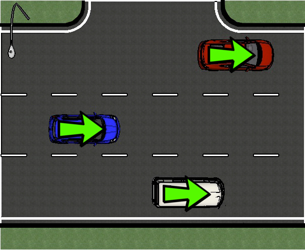 <p>Broken white lines</p>