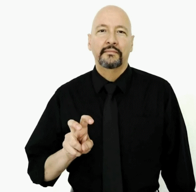 <p>Use a <strong>bent&nbsp;“V” handshape</strong></p>