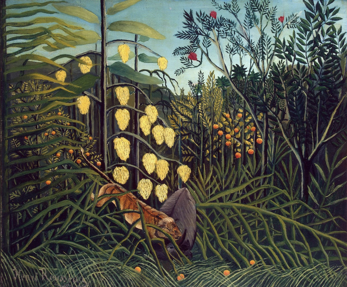 <p><span>Henri Rousseau, 1844-1910, dans son atelier de rue Perrel devant le tableau</span></p>
