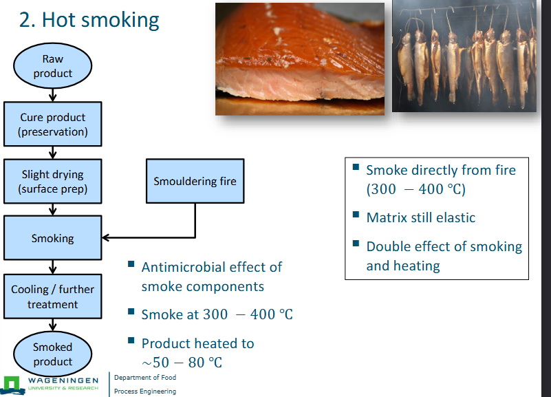 <ul><li><p>Curing = drying by means of salt, nitrates, sugars, etc.</p></li></ul><p></p>
