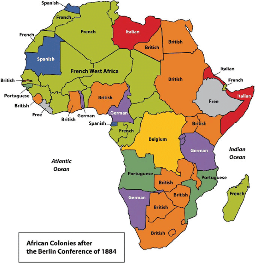 <p><strong>"The Scramble for Africa"</strong></p><ul><li><p><strong>Who:</strong> 14 European powers (including Britain, France, Germany, Portugal, Belgium). <strong>Crucially, no African leaders were invited.</strong></p></li><li><p><strong>The Goal:</strong> To regulate European colonization and trade in Africa to prevent war among the European powers.</p></li><li><p><strong>The Result:</strong> They drew lines on a map to divide the entire continent into colonies</p></li></ul><p></p>