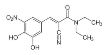 <p><span>Reversible COMT inhibitor</span></p><ul><li><p><span>Short duration of action 2 hrs </span></p></li><li><p><span><strong>Works only in periphery</strong></span></p></li><li><p><span>Side effect: severe diarrhea</span></p></li></ul><p></p>