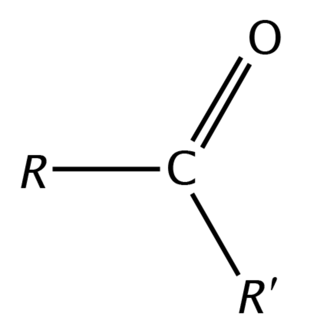 <p>A group of functional molecules following the form R-C^=O-R’ where R and R’ are hydrocarbons or chains of saturated carbon molecules bonded to hydroxyl groups and hydrogen. This is a sub-group of the larger group carbonyls.</p>