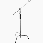 known also as a turtle base c-stand, this stand was developed by matthews primarily for the still photographice and video markets. the riser column removes from the base for easy transport. the latest version of the c+stand feautures the new posi-v-lock receiver. 