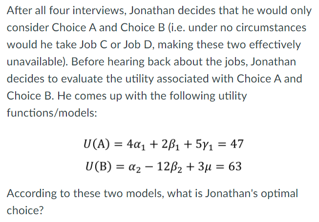 <p>Choice A, Choice B, Neither of them, Either of them</p>