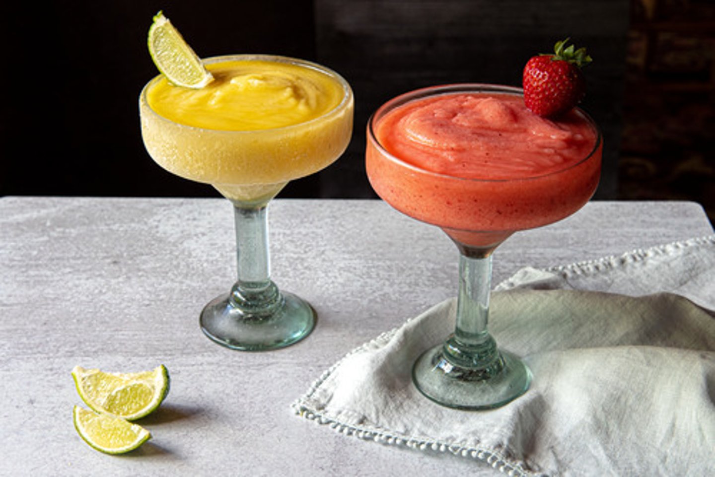 <p>Fruit Margarita (off-menu, Guest favorite)</p><p>- Pappasito's Original Frozen Margarita</p><p>- Strawberry or mango puree</p><p>Garnish: Strawberry (strawberry) or lime wedge (mango)</p><p>Flavor profile: Sweet, fruity and frozen</p><p>Selling description: Our traditional frozen margarita blended with strawberry or mango purees.</p><p>Regular or grande size available.</p>