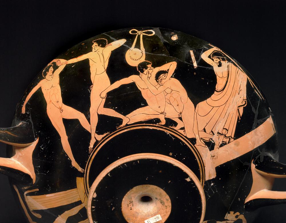 <p><span style="font-family: sans-serif"><mark data-color="green">Red-figured Kylix showing pankratiasts commiting fouls</mark></span></p>