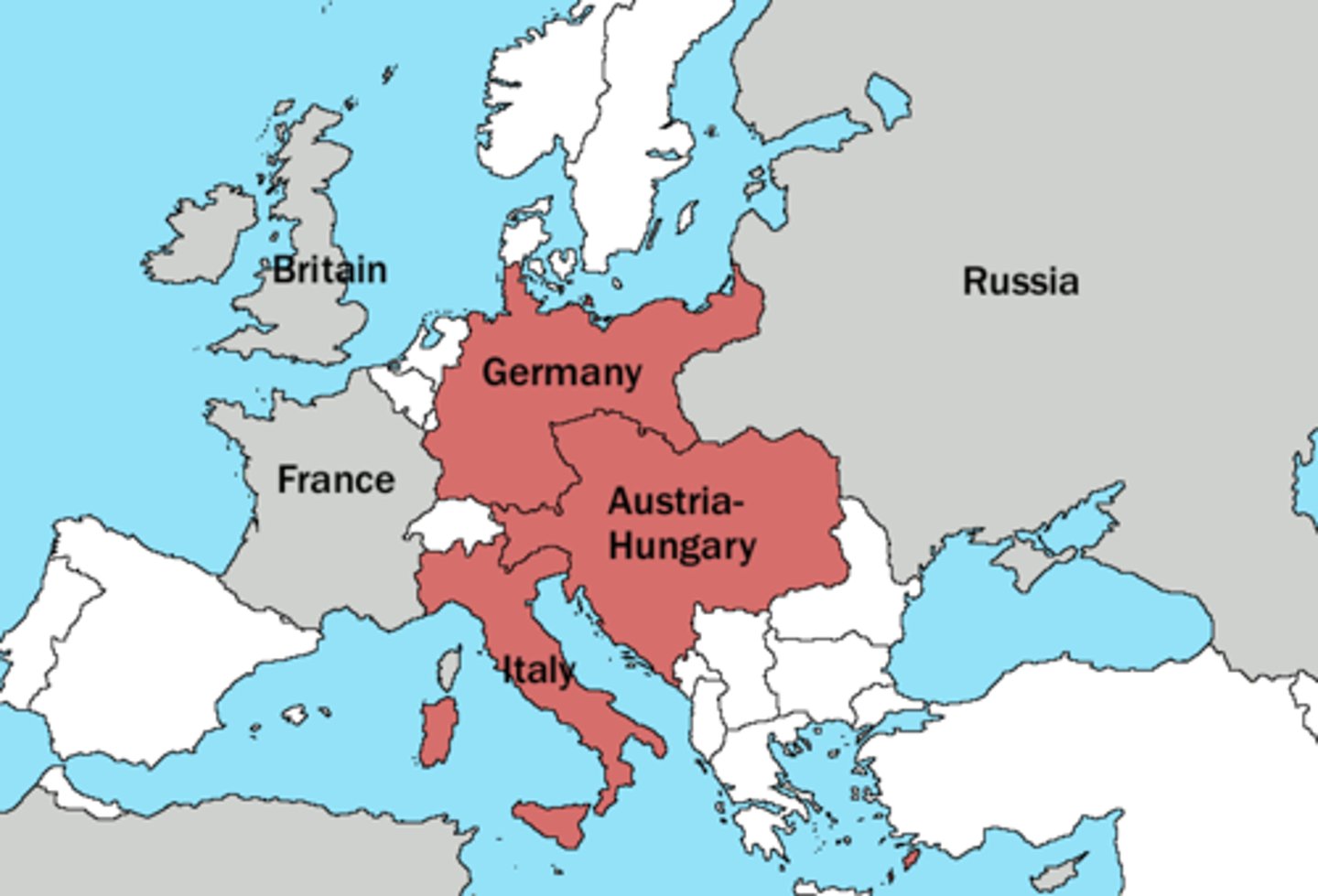 <p>a military alliance originally between Germany, Austria-Hungary, and Italy (though Italy later switched sides); during the war, the Central Powers included Germany, Austria-Hungary, the Ottoman Empire, and Bulgaria.</p>