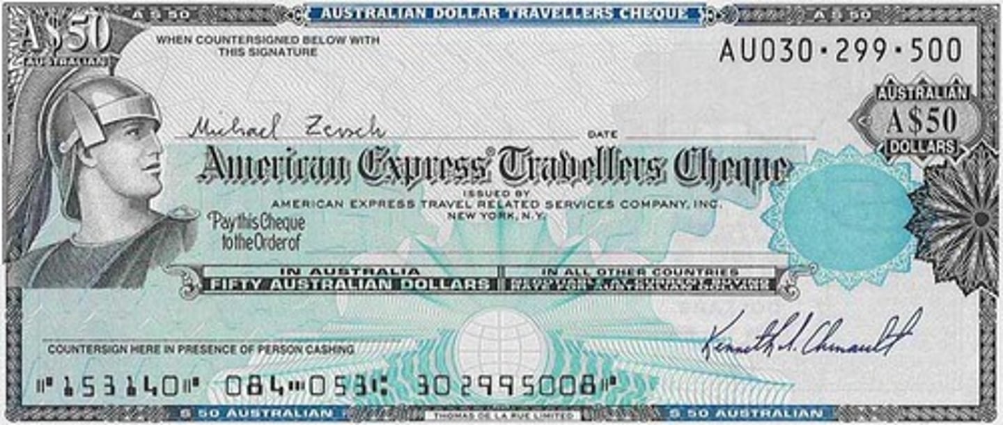 <p>the traveler's check</p>