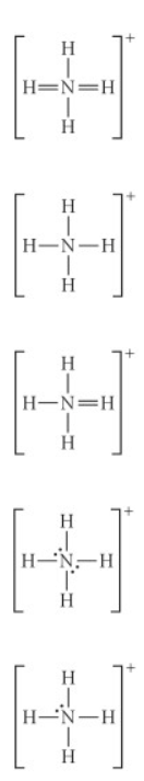 <p>Choose the best Lewis structure for NH<sub>4</sub><sup>+</sup><br>See attached image for answer choices</p>