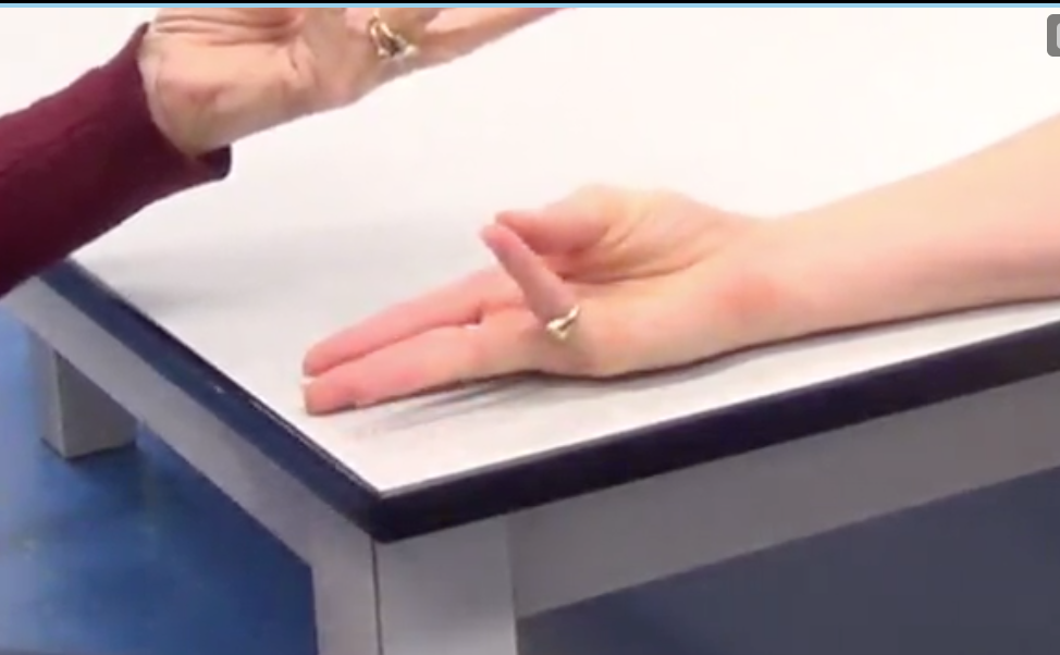 "Can you bring the PAD of your thumb to the PAD of your middle finger?"