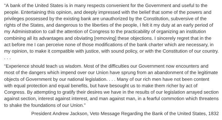 <p>Which of the following of Jackson’s policies undermined his position as described in the excerpt?</p>