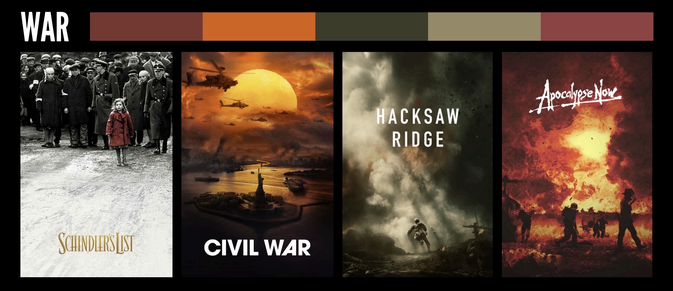 <p>Red, orange, green</p>