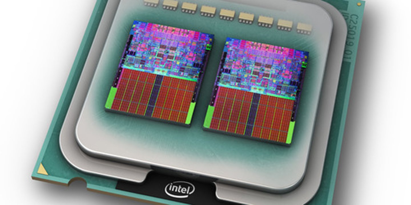<p>a single chip that contains two separate processors.</p>