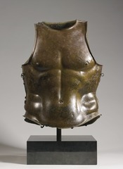 Military breastplate and backplate, woven or metal, connected by leather or fabric strips