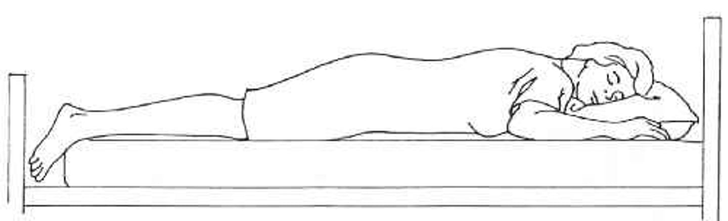 <p>lying face down</p>