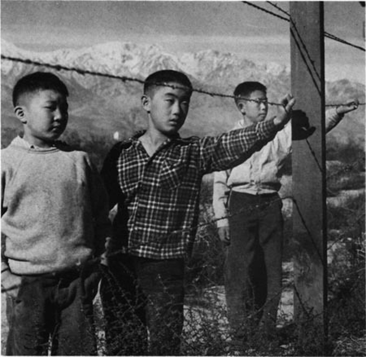 <p>Forced relocation and incarceration in camps in the interior of the U.S. of between 110,000 and 120,000 people of Japanese ancestry who had lived on the Pacific coast.</p>