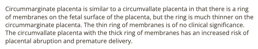 <p>b) circummarginate placenta </p>