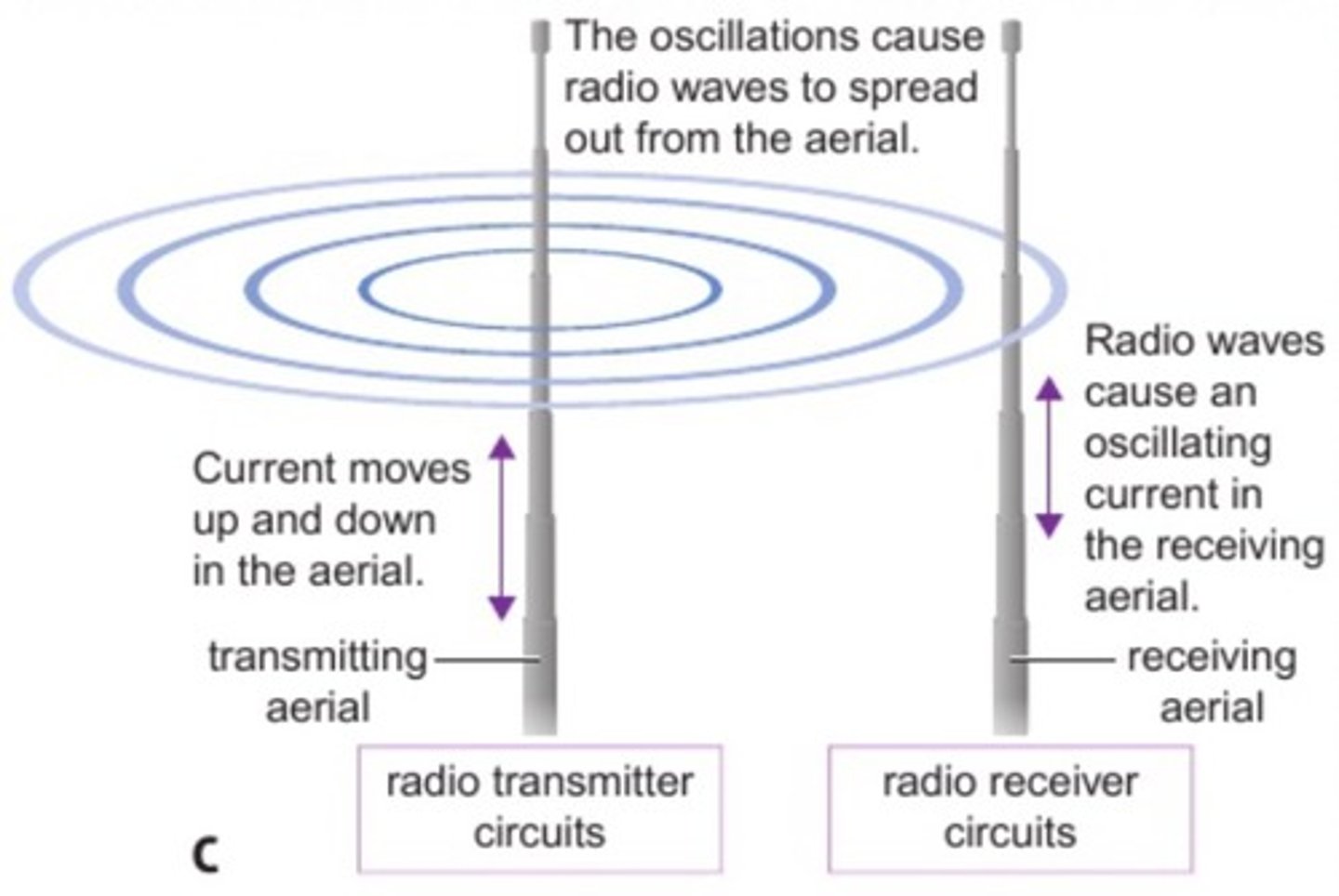 <p>Radio waves can be produced by oscillations from an alternating current in electrical circuits</p>