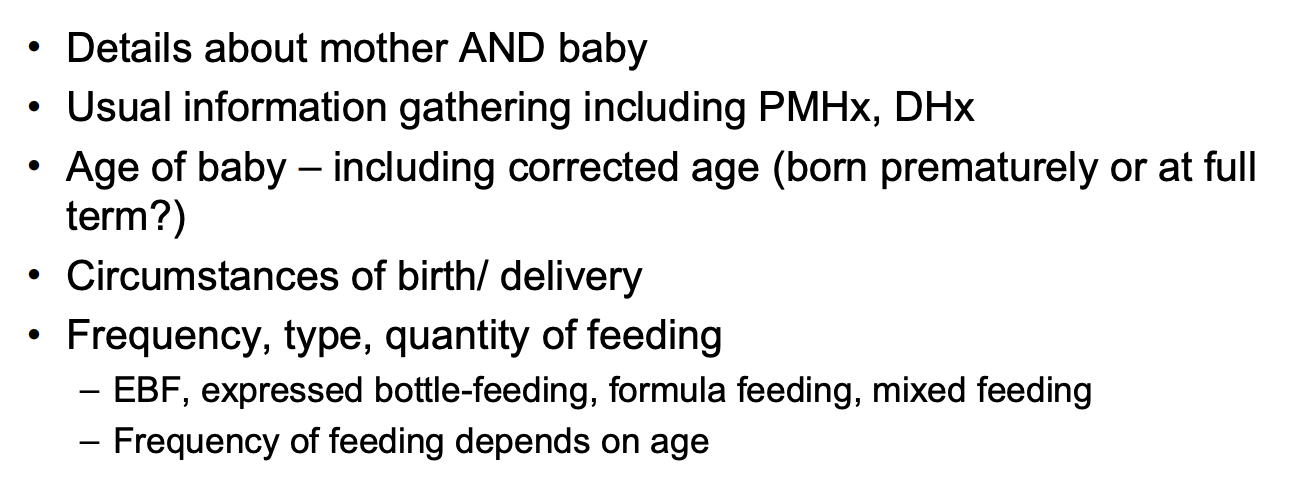 <p>Corrected age - e.g., age if they went through to full term if born prematurely.</p><p>Feed much more when newborn rather than couple months old.</p>
