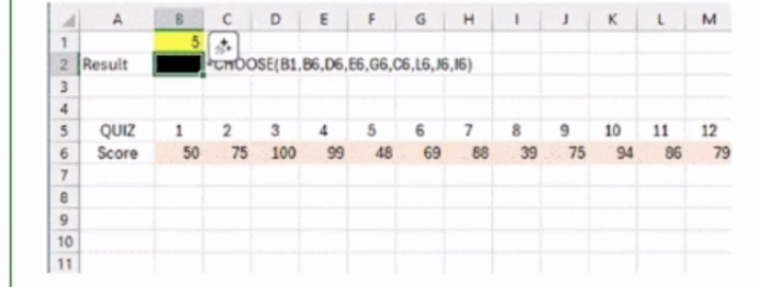 <p>Using the provided view, what would be the result in cell B2 based on the CHOOSE function in B2. The formula used in B2 is visible to the right of the call via the formulatext function (select the most appropriate response):</p>