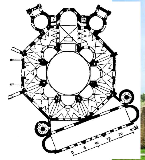 <p>octogonal  or round groundplan</p>