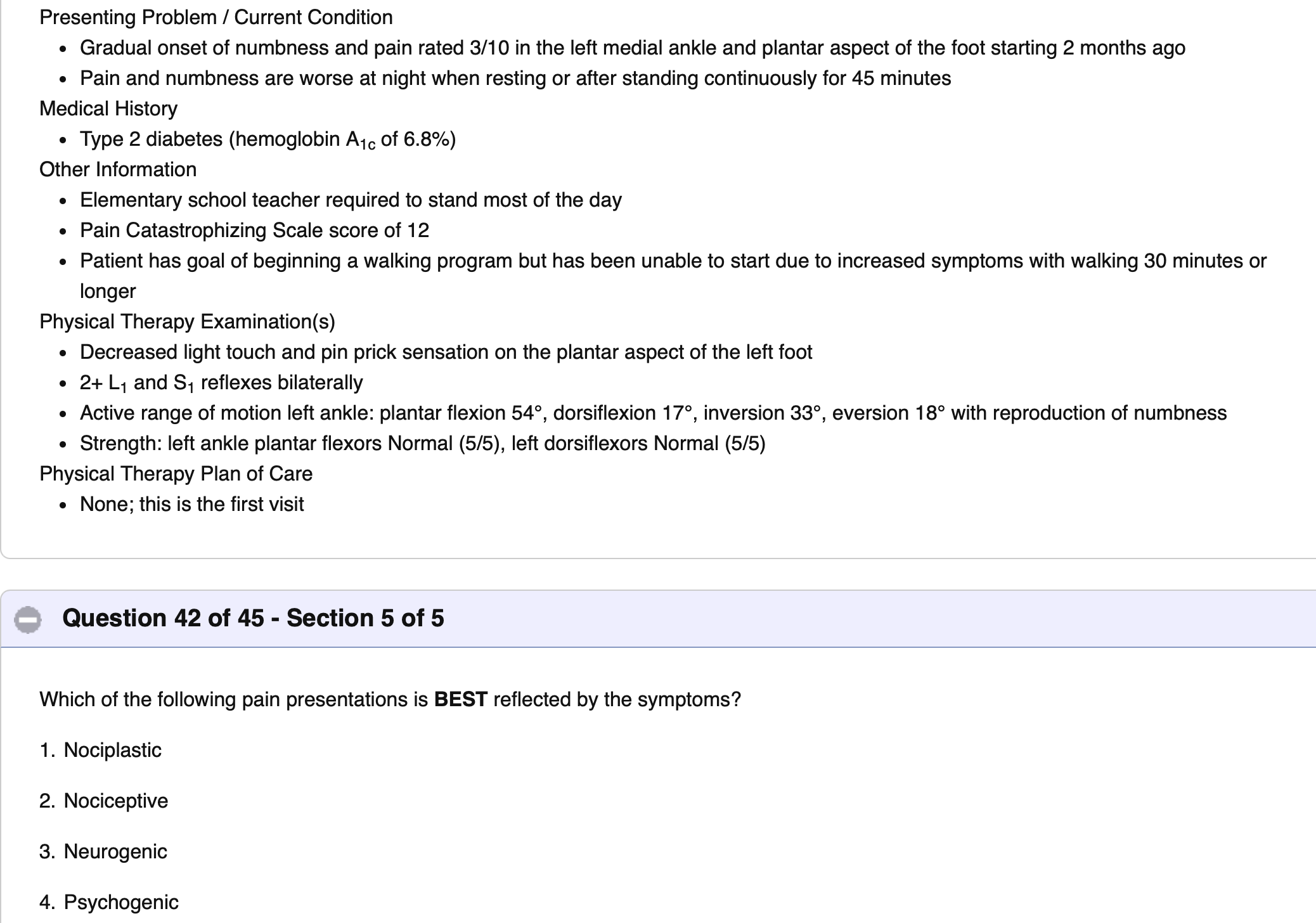 <p>Define:</p><ul><li><p>Nociplastic Pain:</p></li><li><p>Nociceptive Pain:</p></li><li><p>Neurogenic Pain:</p></li><li><p>Psychogenic Pain:</p></li></ul><p></p><p></p>