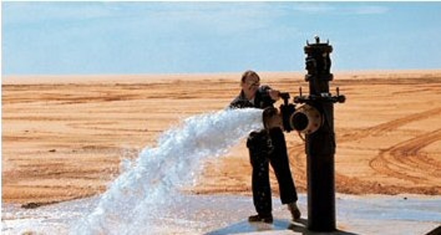 <p>water that fell as rain thousands of years ago and is now trapped deep below ground</p>